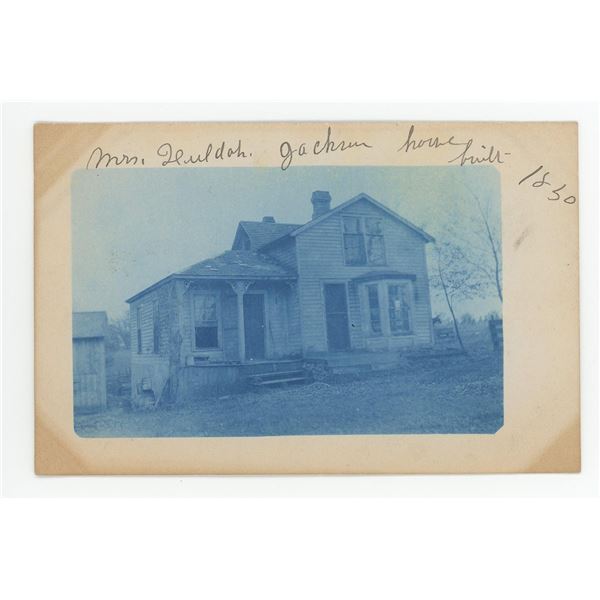 Wisconsin Victorian House Cyanotype RPPC Postcard