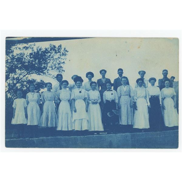Female Group Cyanotype RPPC Postcard