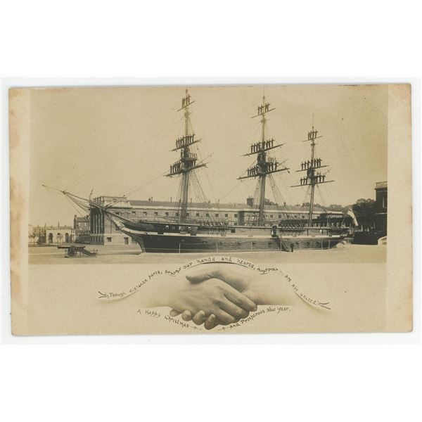 Old Ironsides Christmas RPPC Postcard
