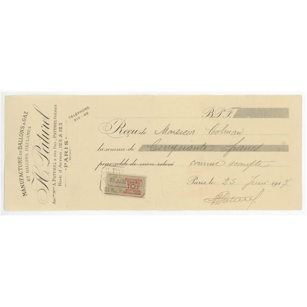 Paturel Brothers Gas Balloons Receipt Billhead