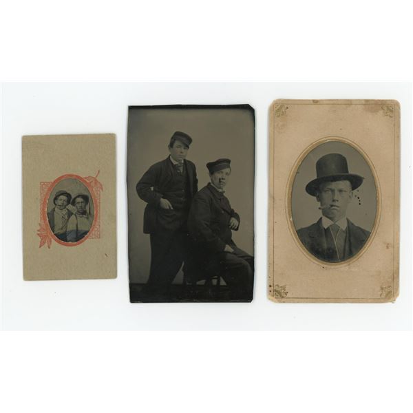 Young Men with Cigars Tintype Photos