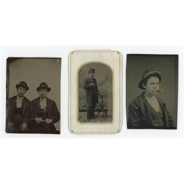 Men Smoking Cigars Tintype Photos