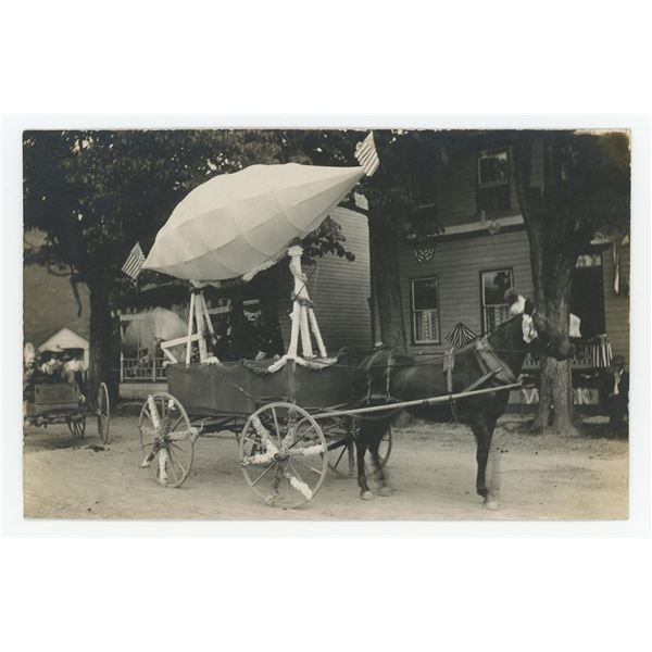 4th of July Zeppelin Parade Float RPPC Postcard