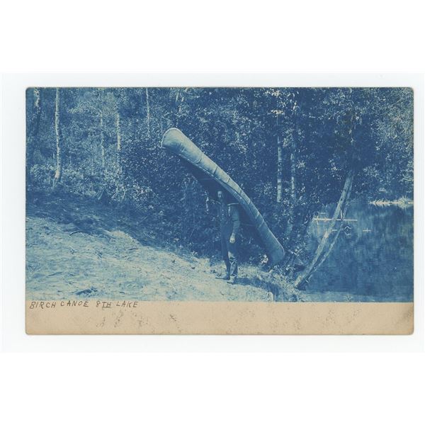 Eight Lake New York Cyanotype RPPC Postcard