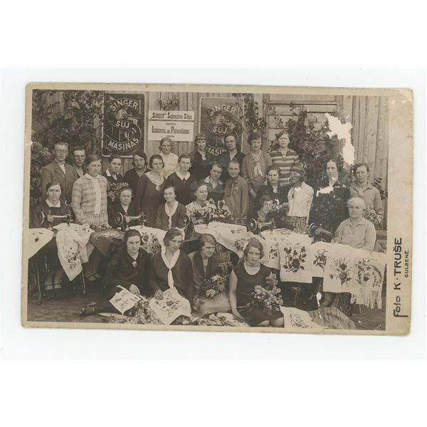 Latvia Singer Sewing Machine RPPC Postcard