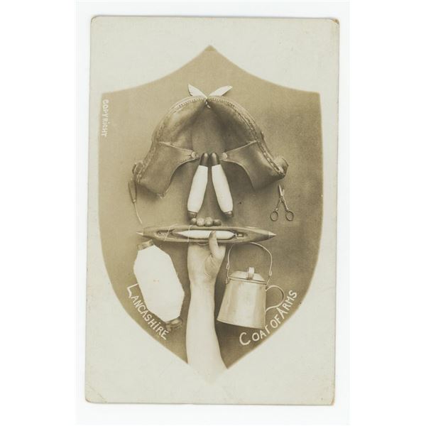 Lancashire Coat of Arms RPPC Postcard