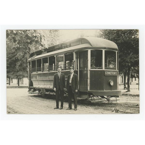 Electric Streetcar Cemetery RPPC Postcard