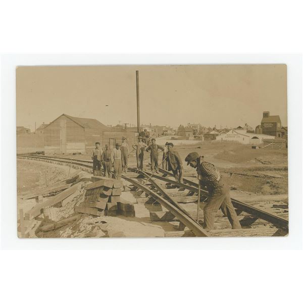Tokio North Dakota Railroad Workers RPPC Postcard