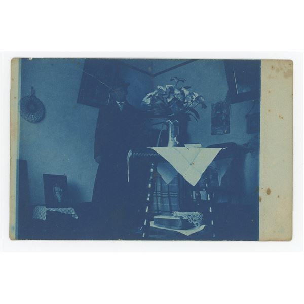 Stranger in the Dark Cyanotype RPPC Postcard