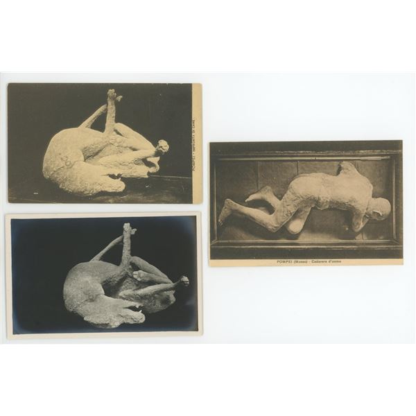 Pompeii Italy Petrified Man and Dog Postcards