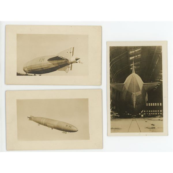 R34 Rigid Airship Zeppelin RPPC Postcards