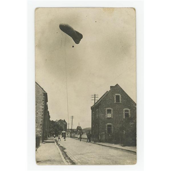 WWI WW1 Zeppelin Over Obermendig Postcard