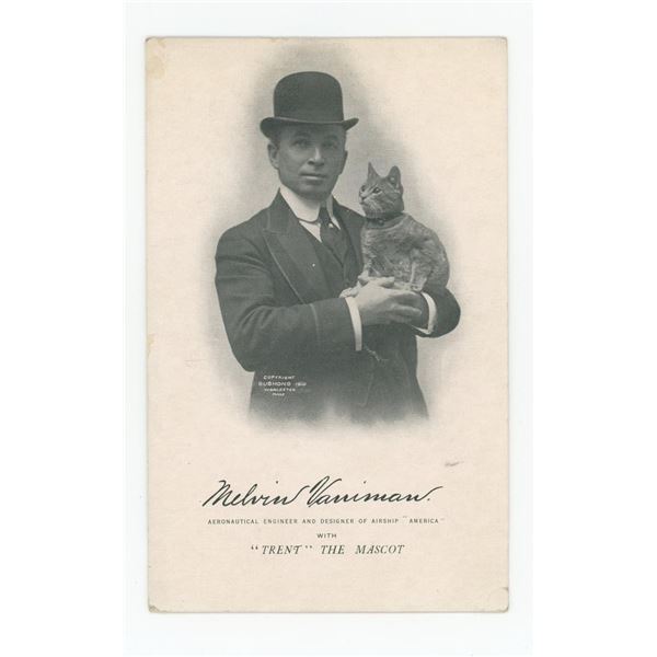 Melvin Vaniman and Trent the Cat Postcard