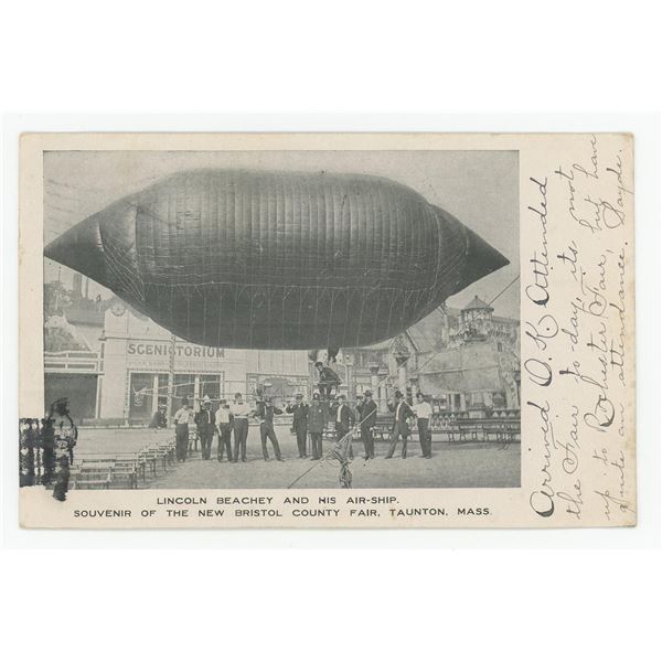 Lincoln Beachey Airship Blimp RPPC Postcard
