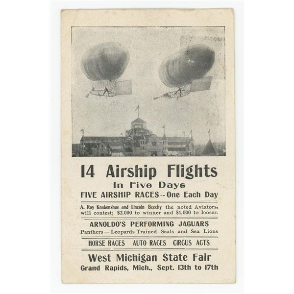 Michigan State Fair Airship Races RPPC Postcard