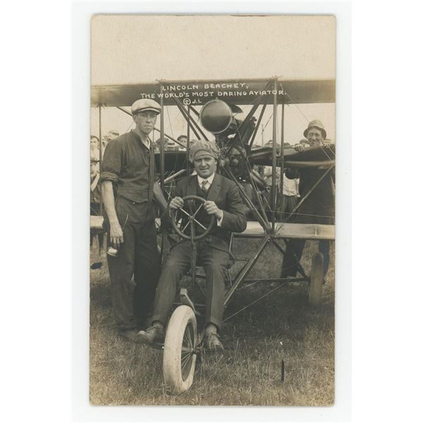 Lincoln Beachey Aviator RPPC Postcard
