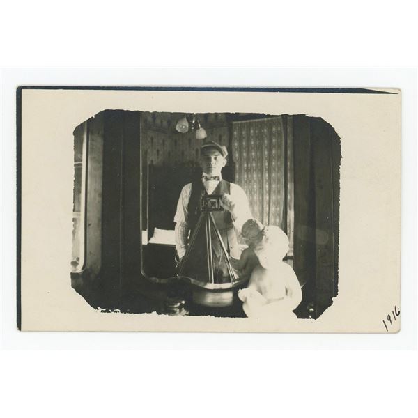 1916 Mirror Self Portrait RPPC Postcard