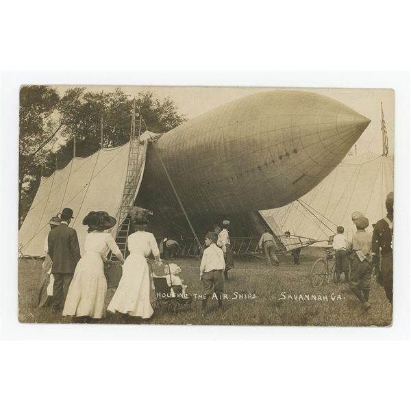 1909 Housing the Strobel Airship RPPC Postcard
