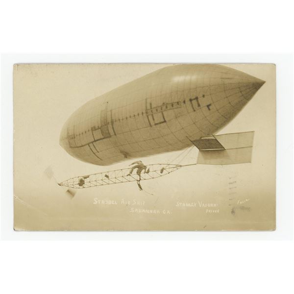 1909 Strobel Airship Stanley Vaughn RPPC Postcard