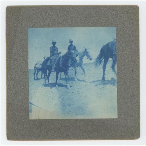 Cyanotype Photo of Cavalry Soldiers on Horseback
