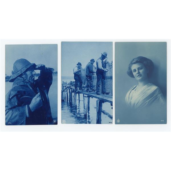 Rotograph Cyanotype RPPC Postcards