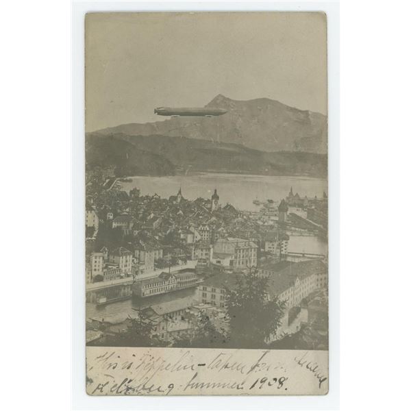 Graf Zeppelin Lucerne Switzerland RPPC Postcard