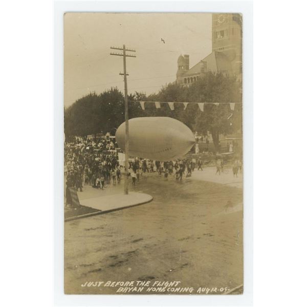 Strobel Airship Bryan Homecoming RPPC Postcard