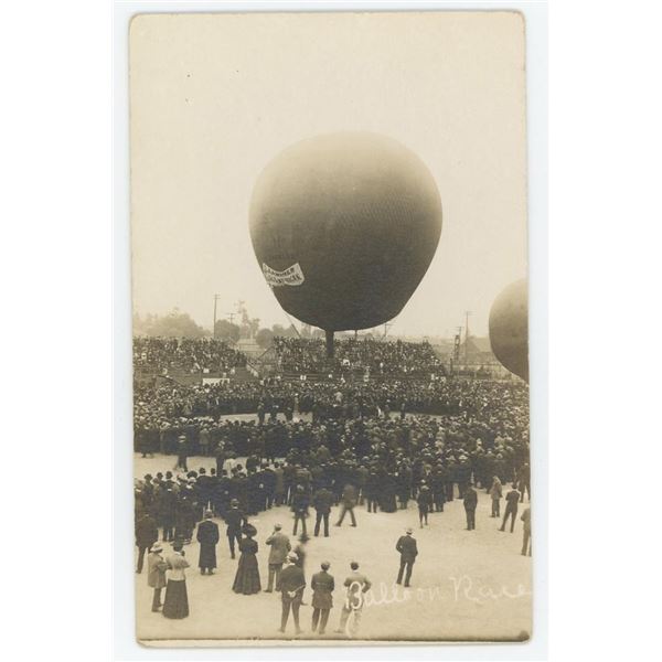 Early Aviation Balloon Race RPPC Postcard