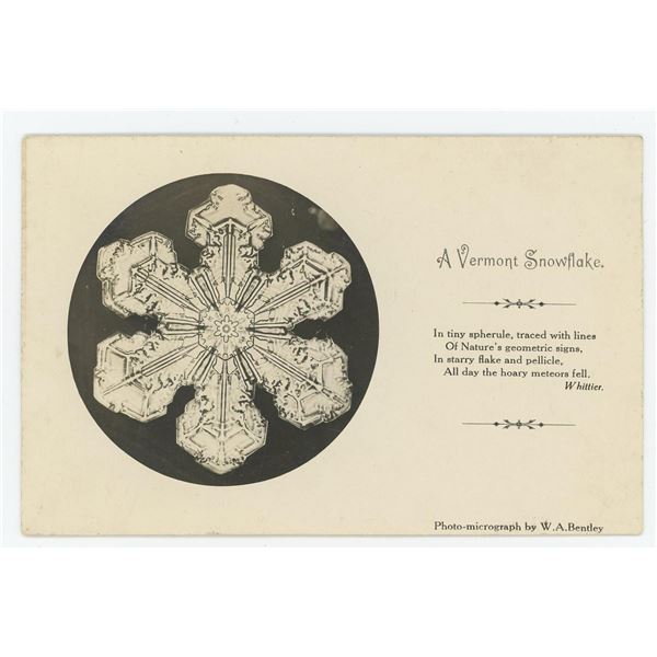 Wilson Bentley Vermont Snowflake RPPC Postcard