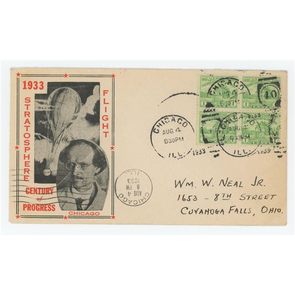 1933 Chicago Worlds Fair Auguste Piccard Cover