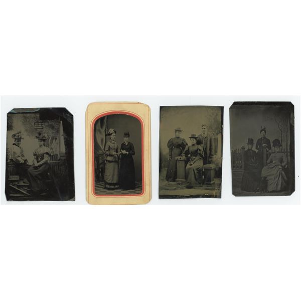 Women in Fancy Hats Tintype Photos