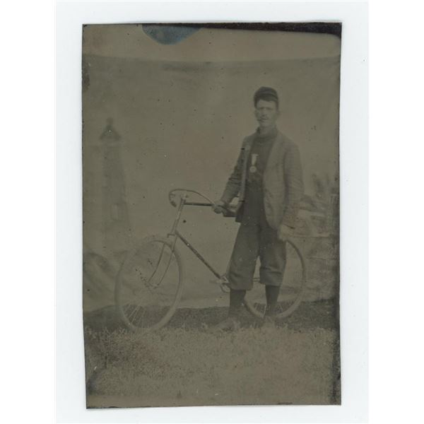 Bicycle Racer Tintype Photo