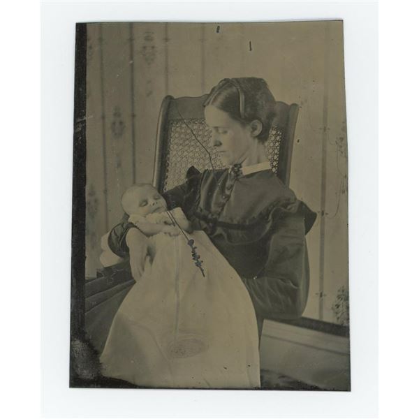 Mother and Post Mortem Baby Tintype Photo
