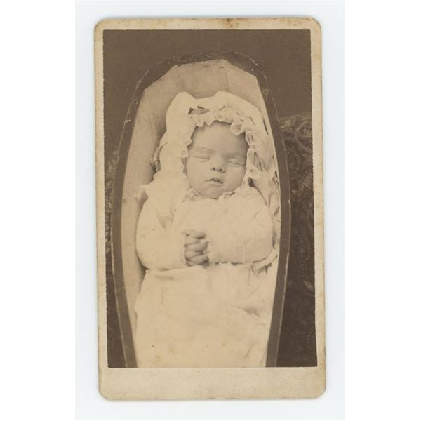 Post Mortem Baby in Coffin CDV Photo