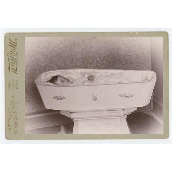 Post Mortem Baby in Casket Cabinet Photo