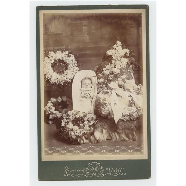 Post Mortem Baby in Casket Cabinet Photo