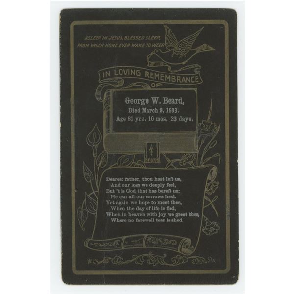 George W. Beard Post Mortem Funeral Card