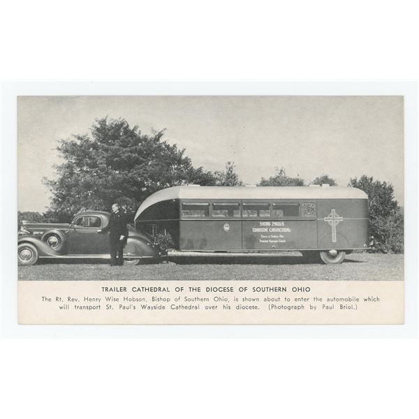 Reverend Hobson with Diocese Trailer Postcard
