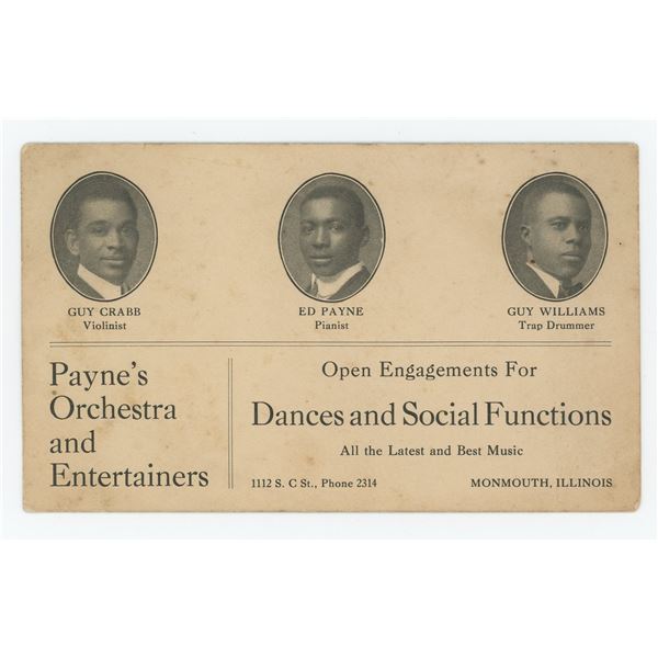 Paynes Entertainers Black Band Advertising Card