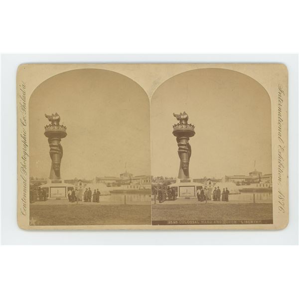 Colossal Hand & Torch Statue of Liberty Stereoview