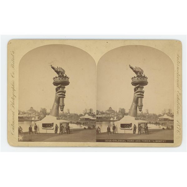 Colossal Hand & Torch Statue of Liberty Stereoview