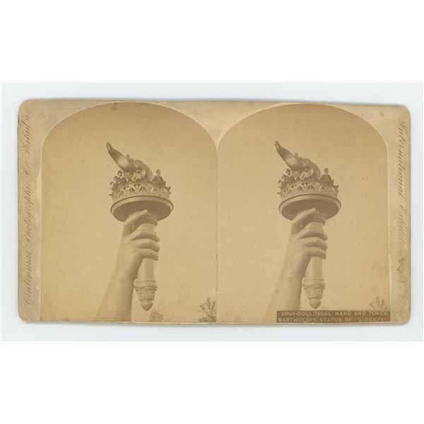 Colossal Hand & Torch Statue of Liberty Stereoview