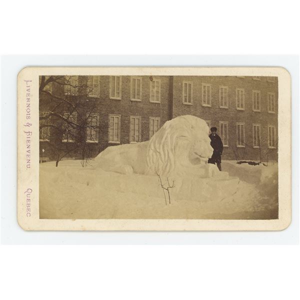 Quebec Canada Lion Snow Sculpture CDV Photo