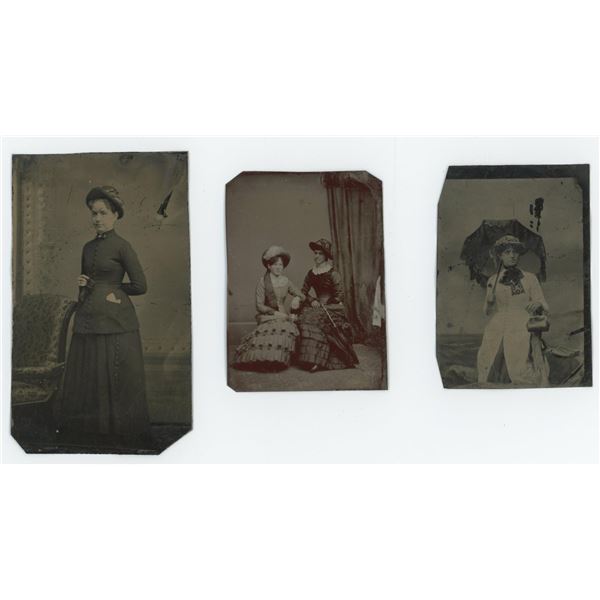 Women with Parasols Tintype Photos