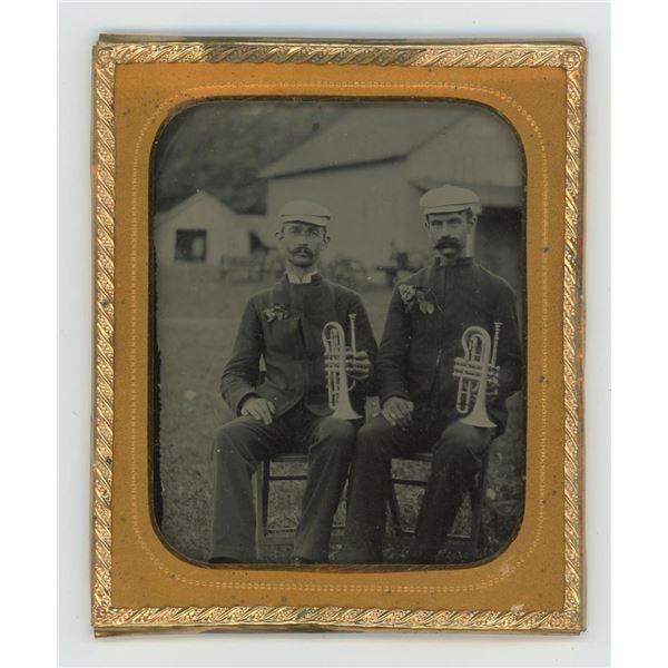 Occupational Cornet Musicians Tintype Photo