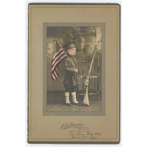 1917 Boy in Patriotic Costume Cabinet Photo