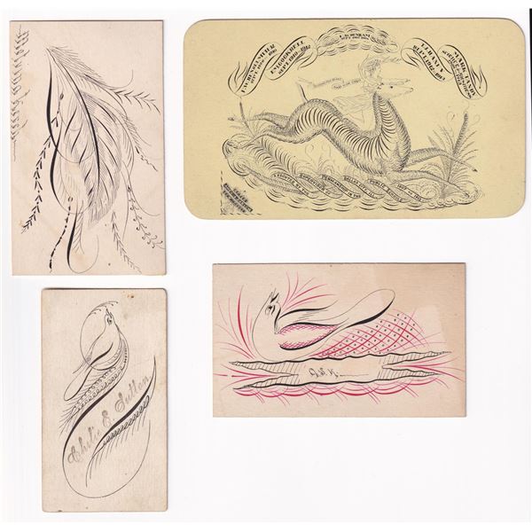 Victorian Spencerian Penmanship Calling Cards