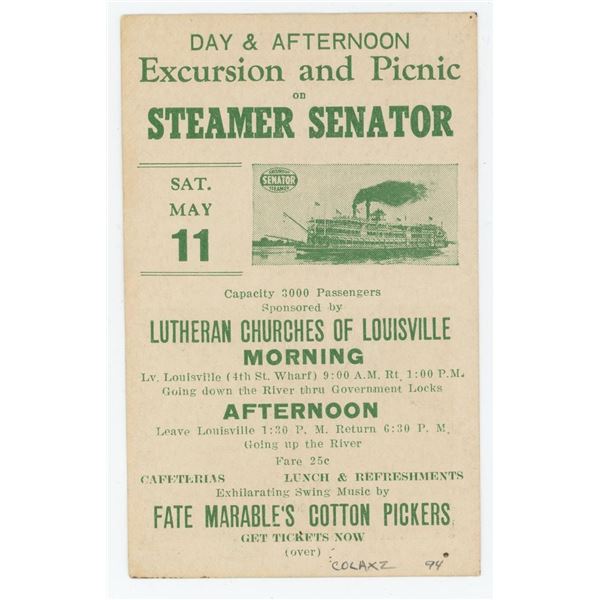 Steamer Senator Excursion and Picnic Leaflet