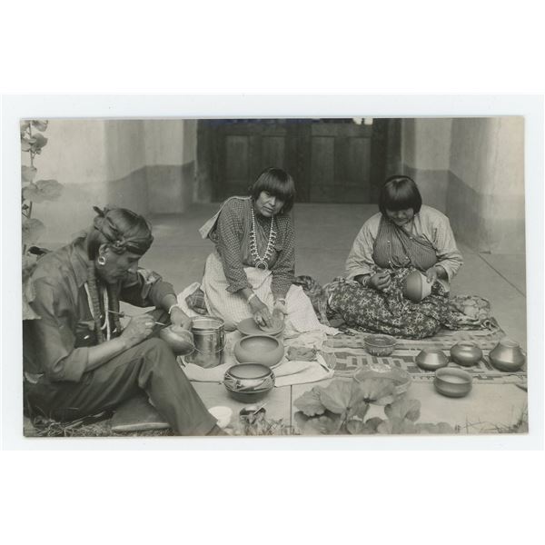 Maria Martinez Family Making Pottery RPPC Postcard