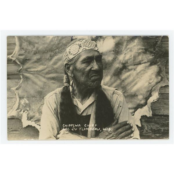 Chippewa Chief Lac Du Flambeau RPPC Postcard